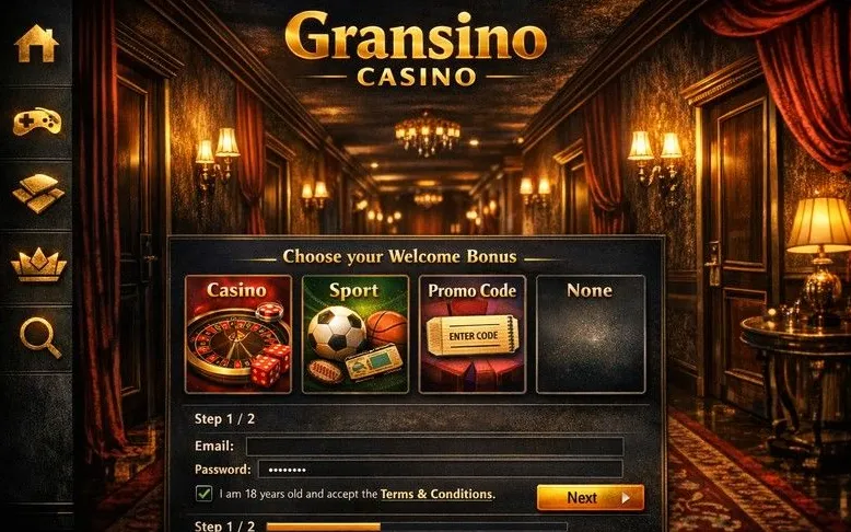 Gransino Casino registration page hero banner
